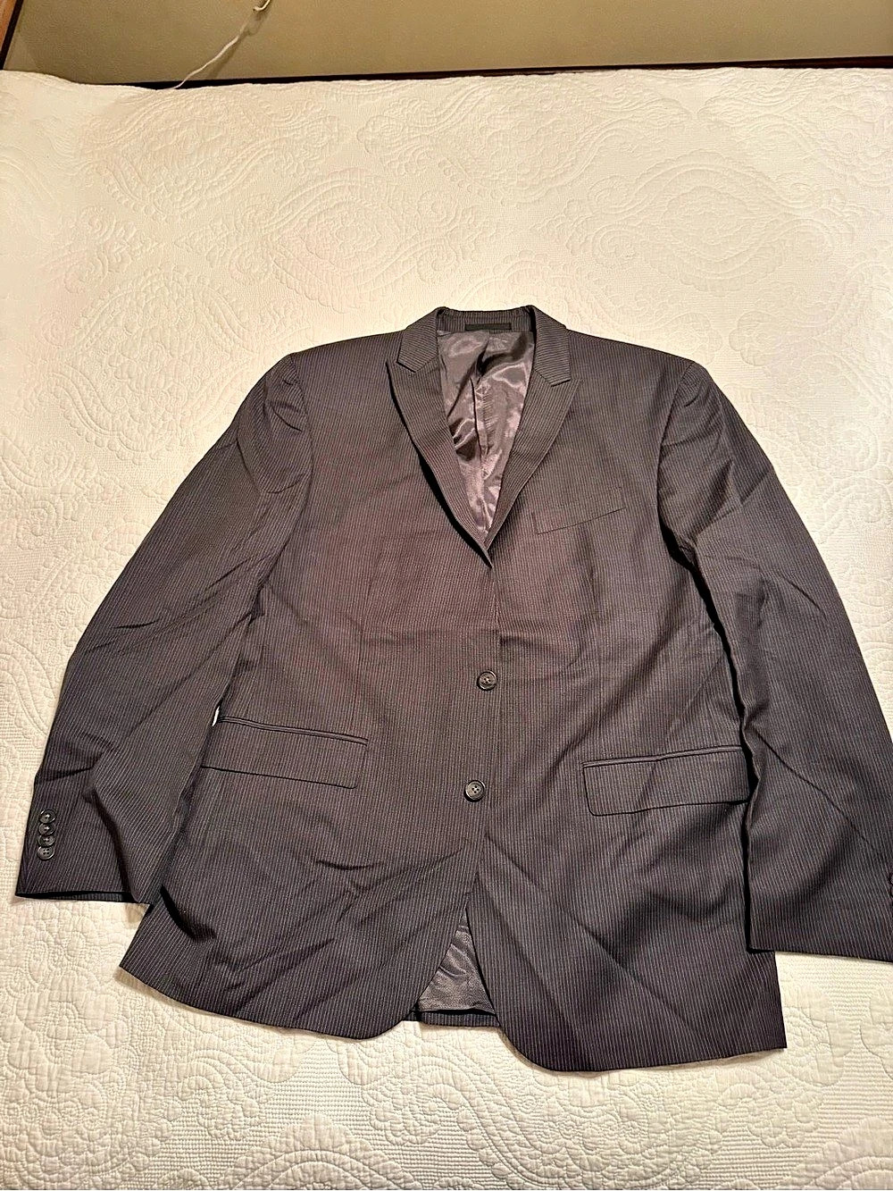 Kenneth Cole New York Pinstripe Wool Suit Jacket Striped Wool Sport Coat Size